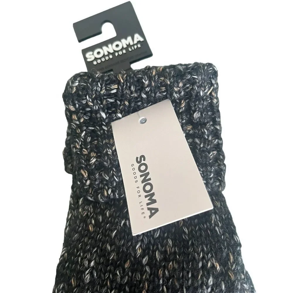 SONOMA Women’s Gloves Knit Black Speckled One Size New With Tags